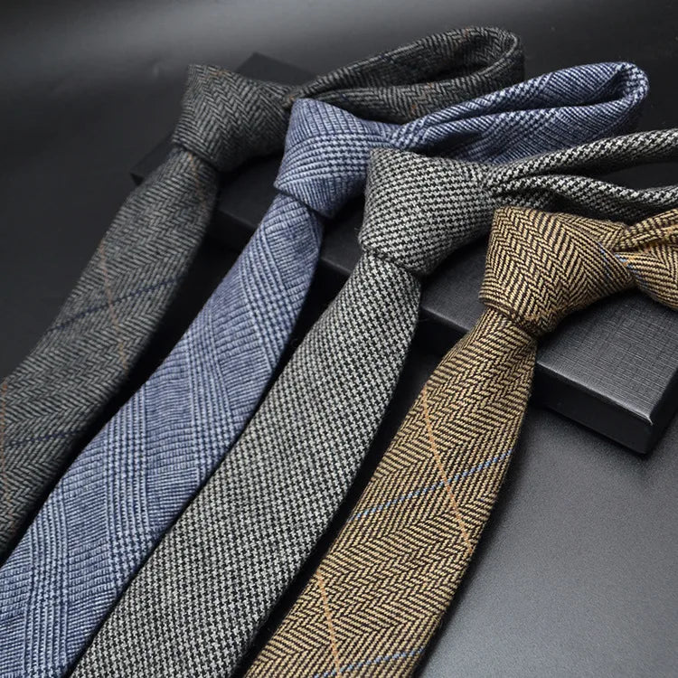 High quality Wool Narrow Tie For Male Work Casual Wedding Groom 6CM Neckties Neckwear Formal Neckcloth Groomsmen Ties men gifts