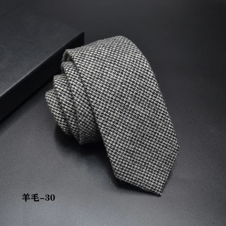 High quality Wool Narrow Tie For Male Work Casual Wedding Groom 6CM Neckties Neckwear Formal Neckcloth Groomsmen Ties men gifts