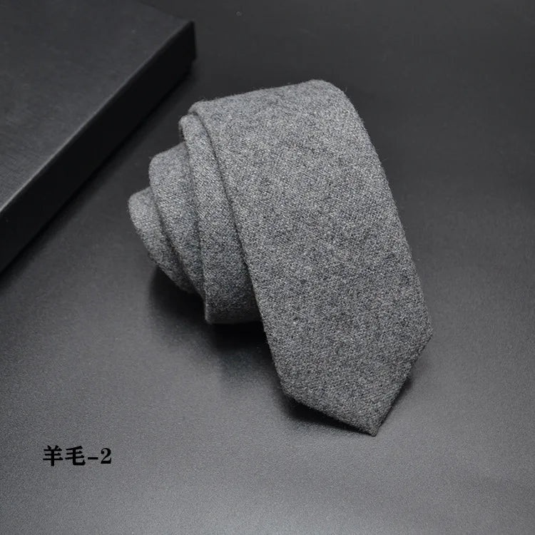 High quality Wool Narrow Tie For Male Work Casual Wedding Groom 6CM Neckties Neckwear Formal Neckcloth Groomsmen Ties men gifts