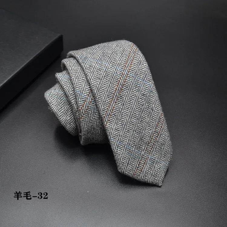 High quality Wool Narrow Tie For Male Work Casual Wedding Groom 6CM Neckties Neckwear Formal Neckcloth Groomsmen Ties men gifts