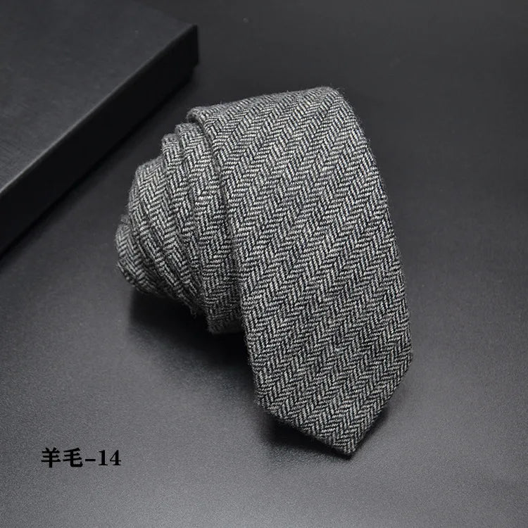 High quality Wool Narrow Tie For Male Work Casual Wedding Groom 6CM Neckties Neckwear Formal Neckcloth Groomsmen Ties men gifts