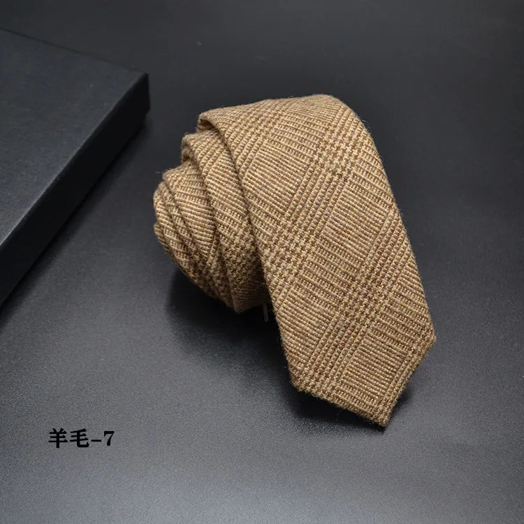 High quality Wool Narrow Tie For Male Work Casual Wedding Groom 6CM Neckties Neckwear Formal Neckcloth Groomsmen Ties men gifts