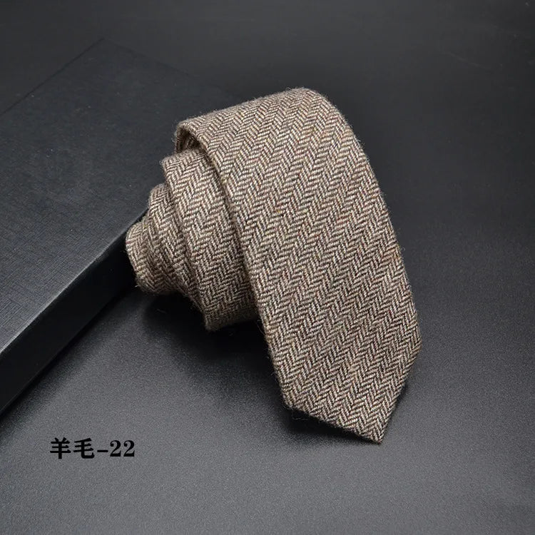 High quality Wool Narrow Tie For Male Work Casual Wedding Groom 6CM Neckties Neckwear Formal Neckcloth Groomsmen Ties men gifts