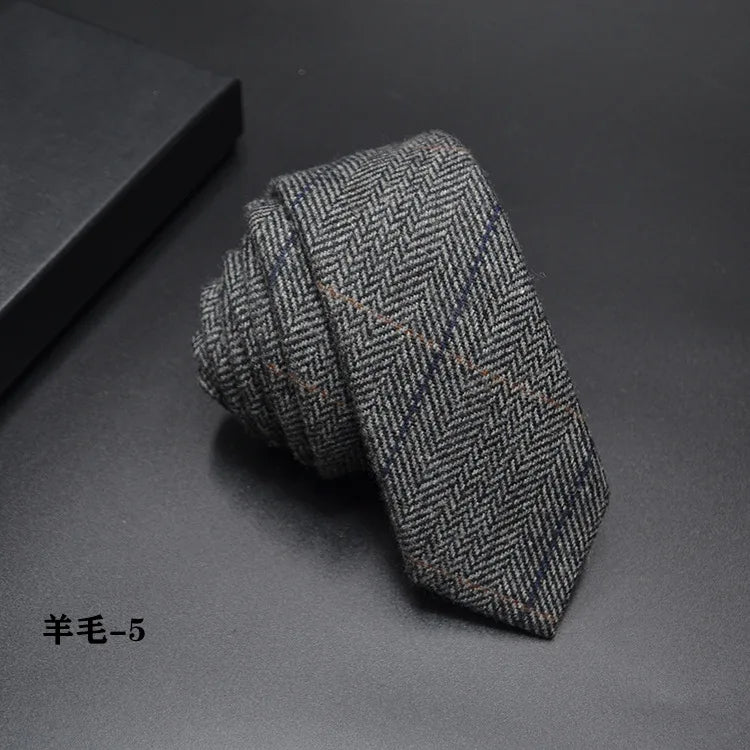 High quality Wool Narrow Tie For Male Work Casual Wedding Groom 6CM Neckties Neckwear Formal Neckcloth Groomsmen Ties men gifts