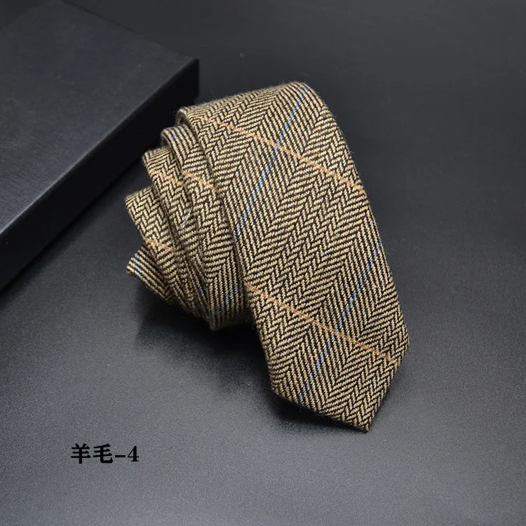 High quality Wool Narrow Tie For Male Work Casual Wedding Groom 6CM Neckties Neckwear Formal Neckcloth Groomsmen Ties men gifts