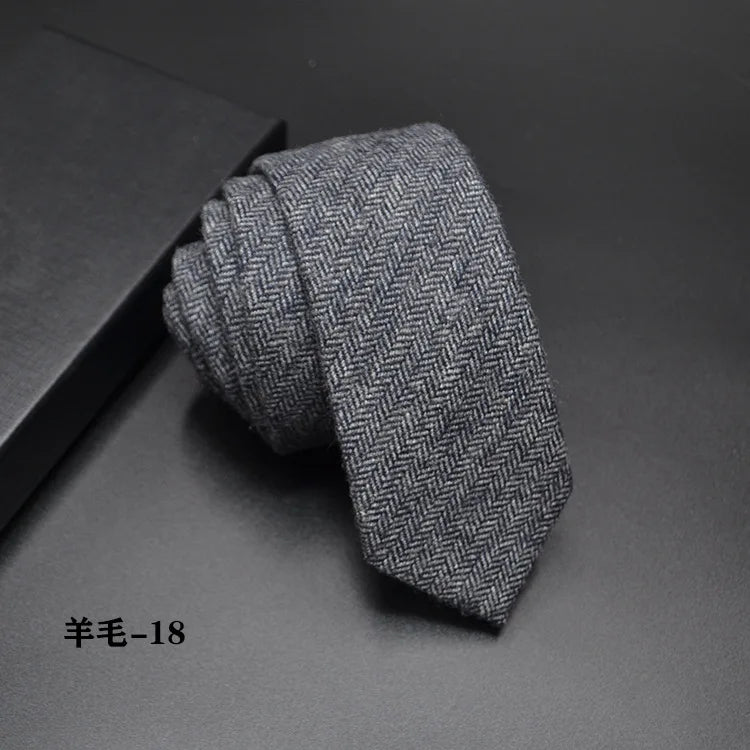 High quality Wool Narrow Tie For Male Work Casual Wedding Groom 6CM Neckties Neckwear Formal Neckcloth Groomsmen Ties men gifts