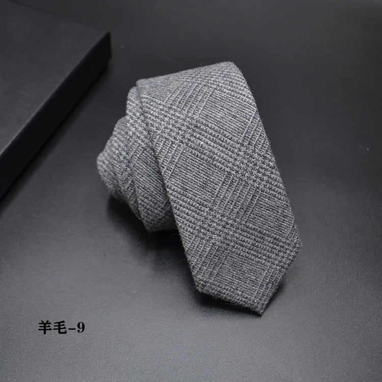 High quality Wool Narrow Tie For Male Work Casual Wedding Groom 6CM Neckties Neckwear Formal Neckcloth Groomsmen Ties men gifts