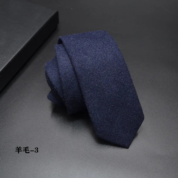 High quality Wool Narrow Tie For Male Work Casual Wedding Groom 6CM Neckties Neckwear Formal Neckcloth Groomsmen Ties men gifts