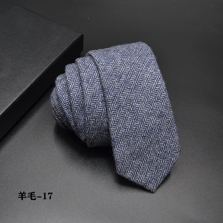 High quality Wool Narrow Tie For Male Work Casual Wedding Groom 6CM Neckties Neckwear Formal Neckcloth Groomsmen Ties men gifts