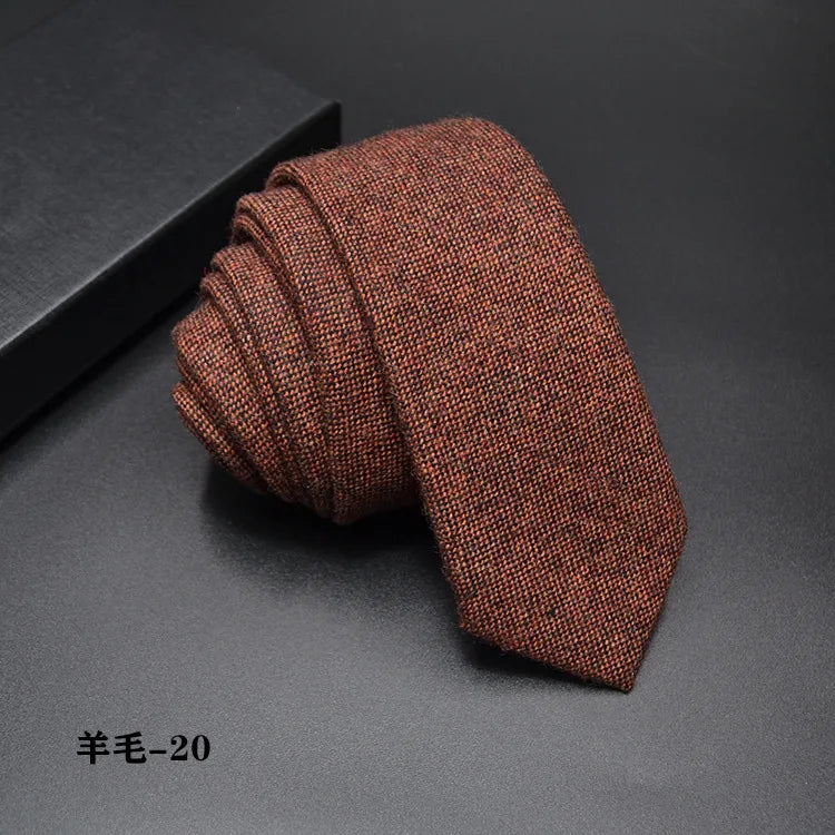 High quality Wool Narrow Tie For Male Work Casual Wedding Groom 6CM Neckties Neckwear Formal Neckcloth Groomsmen Ties men gifts