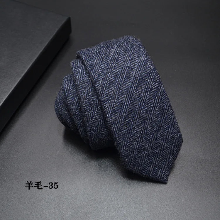 High quality Wool Narrow Tie For Male Work Casual Wedding Groom 6CM Neckties Neckwear Formal Neckcloth Groomsmen Ties men gifts