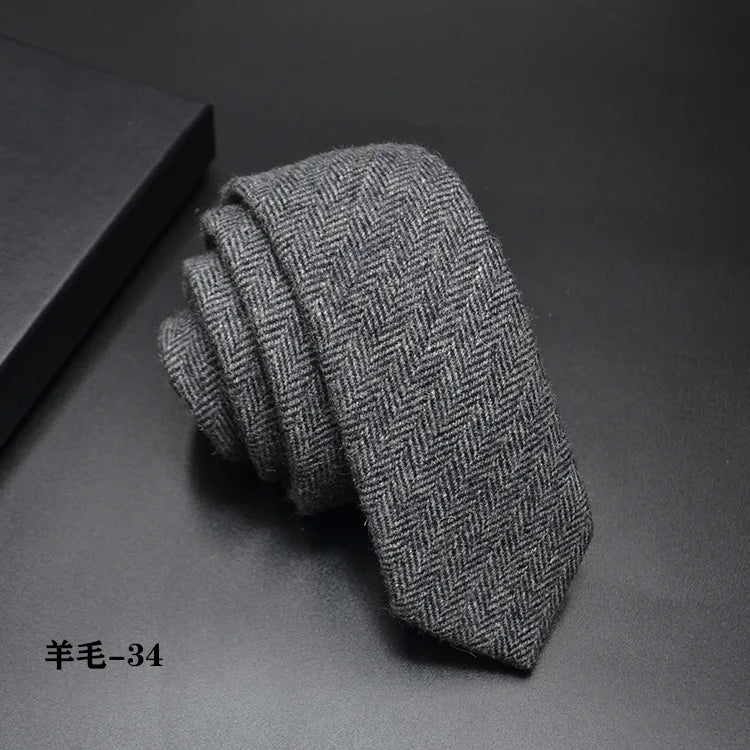 High quality Wool Narrow Tie For Male Work Casual Wedding Groom 6CM Neckties Neckwear Formal Neckcloth Groomsmen Ties men gifts