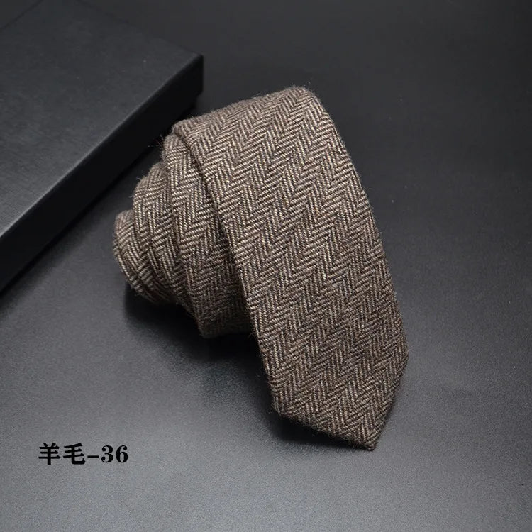 High quality Wool Narrow Tie For Male Work Casual Wedding Groom 6CM Neckties Neckwear Formal Neckcloth Groomsmen Ties men gifts