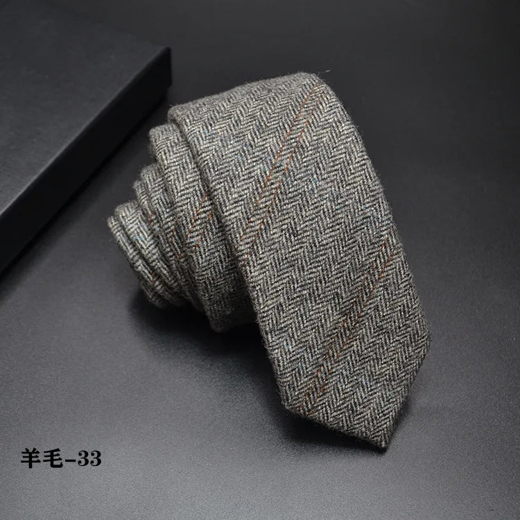 High quality Wool Narrow Tie For Male Work Casual Wedding Groom 6CM Neckties Neckwear Formal Neckcloth Groomsmen Ties men gifts