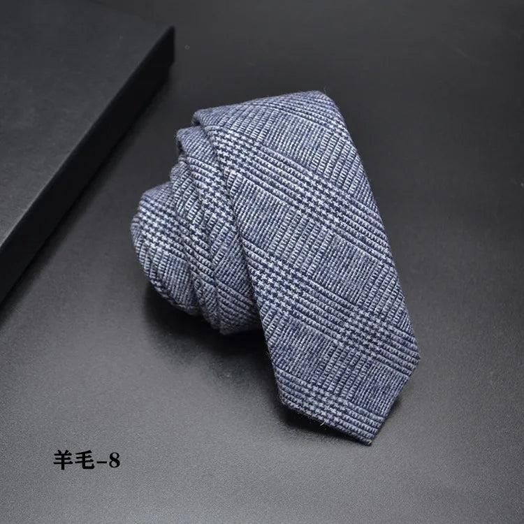 High quality Wool Narrow Tie For Male Work Casual Wedding Groom 6CM Neckties Neckwear Formal Neckcloth Groomsmen Ties men gifts