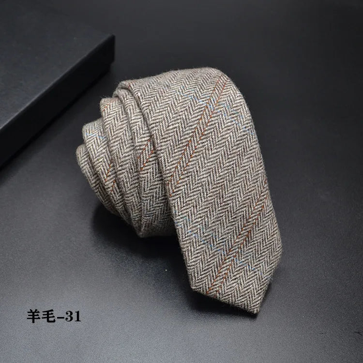 High quality Wool Narrow Tie For Male Work Casual Wedding Groom 6CM Neckties Neckwear Formal Neckcloth Groomsmen Ties men gifts