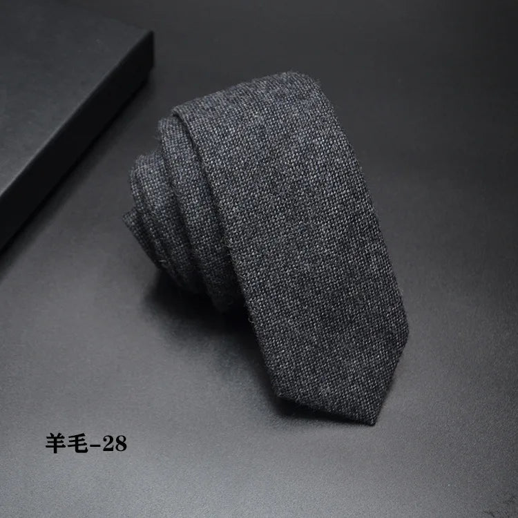 High quality Wool Narrow Tie For Male Work Casual Wedding Groom 6CM Neckties Neckwear Formal Neckcloth Groomsmen Ties men gifts