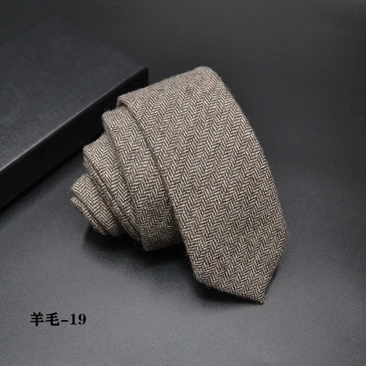 High quality Wool Narrow Tie For Male Work Casual Wedding Groom 6CM Neckties Neckwear Formal Neckcloth Groomsmen Ties men gifts