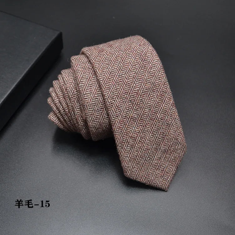 High quality Wool Narrow Tie For Male Work Casual Wedding Groom 6CM Neckties Neckwear Formal Neckcloth Groomsmen Ties men gifts