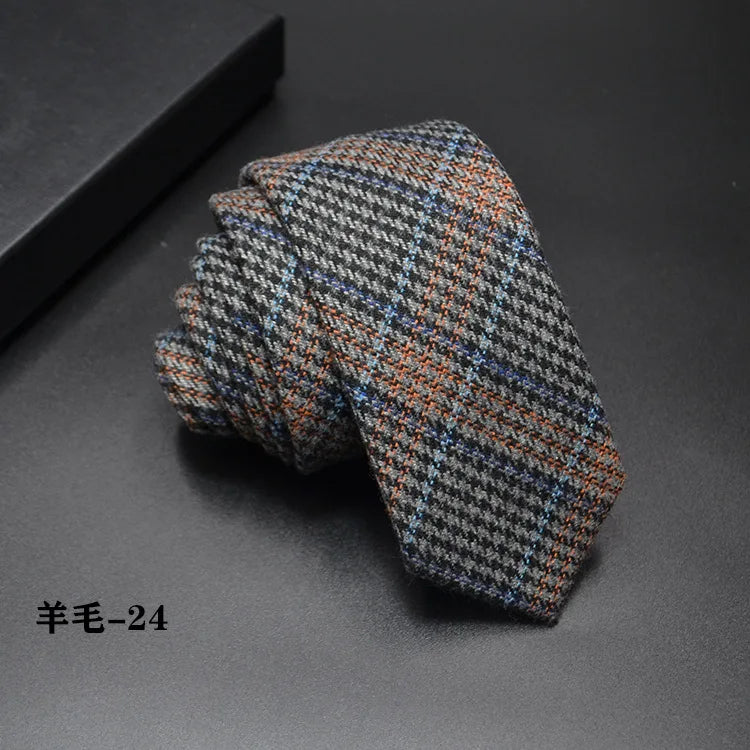 High quality Wool Narrow Tie For Male Work Casual Wedding Groom 6CM Neckties Neckwear Formal Neckcloth Groomsmen Ties men gifts