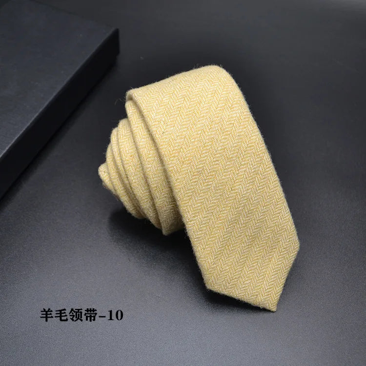 High quality Wool Narrow Tie For Male Work Casual Wedding Groom 6CM Neckties Neckwear Formal Neckcloth Groomsmen Ties men gifts