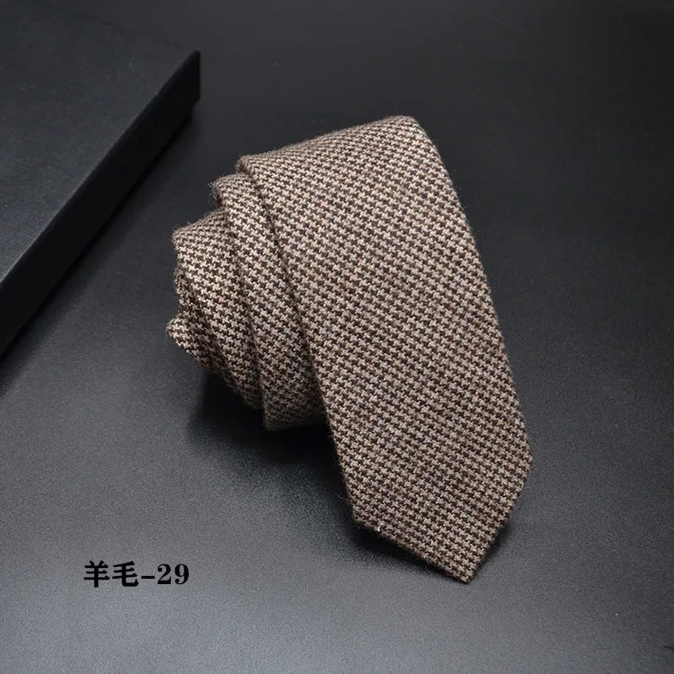 High quality Wool Narrow Tie For Male Work Casual Wedding Groom 6CM Neckties Neckwear Formal Neckcloth Groomsmen Ties men gifts