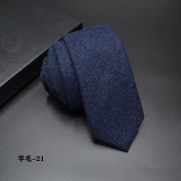 High quality Wool Narrow Tie For Male Work Casual Wedding Groom 6CM Neckties Neckwear Formal Neckcloth Groomsmen Ties men gifts