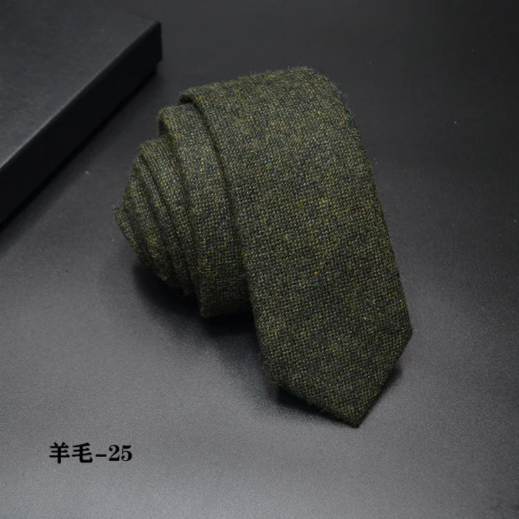 High quality Wool Narrow Tie For Male Work Casual Wedding Groom 6CM Neckties Neckwear Formal Neckcloth Groomsmen Ties men gifts