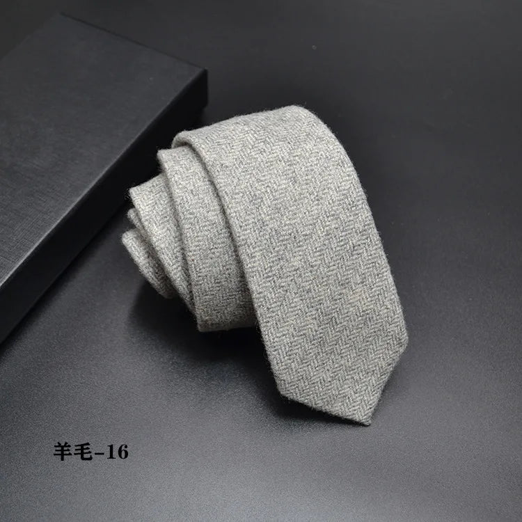 High quality Wool Narrow Tie For Male Work Casual Wedding Groom 6CM Neckties Neckwear Formal Neckcloth Groomsmen Ties men gifts